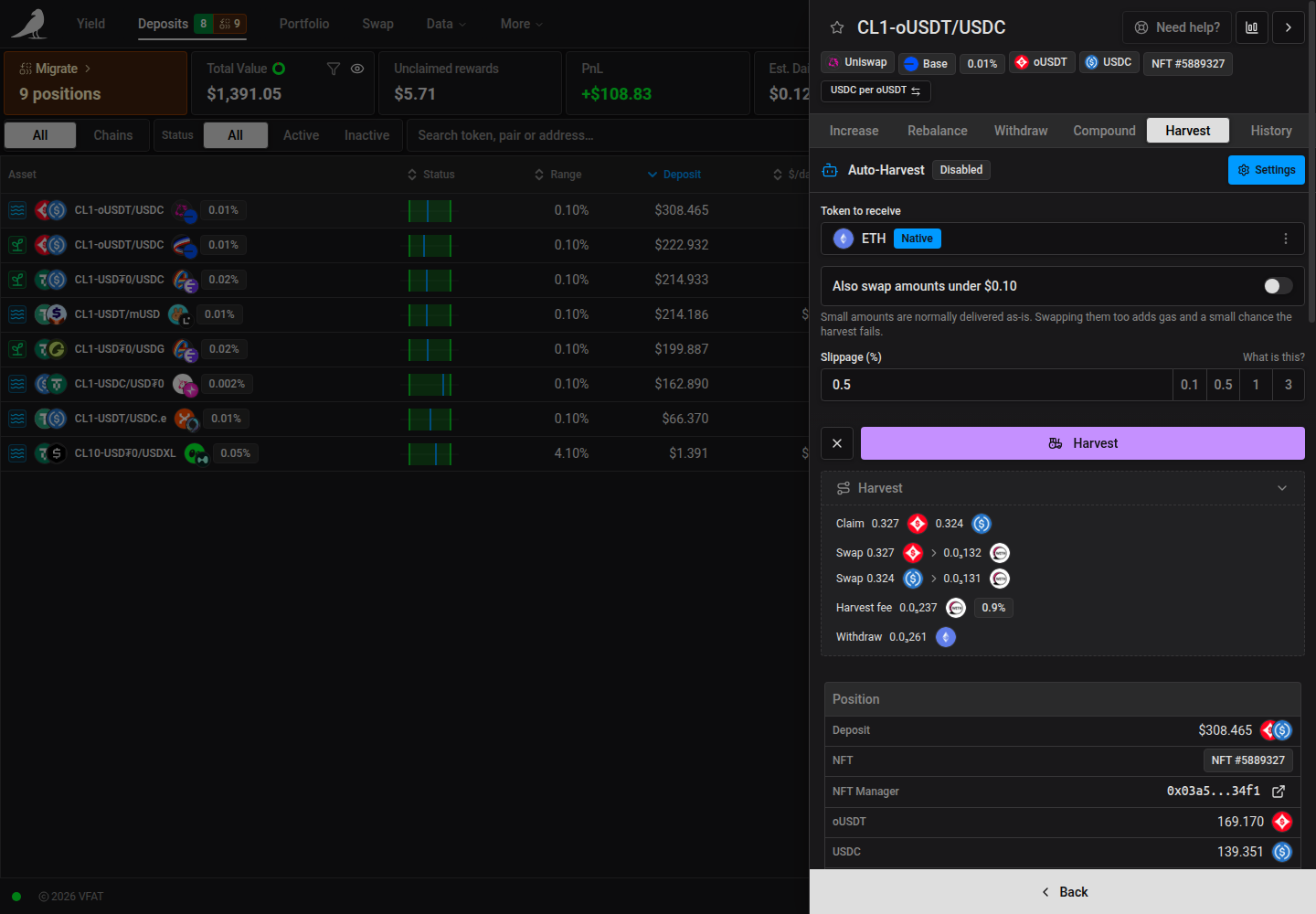 Harvest simulation below the submit buttons