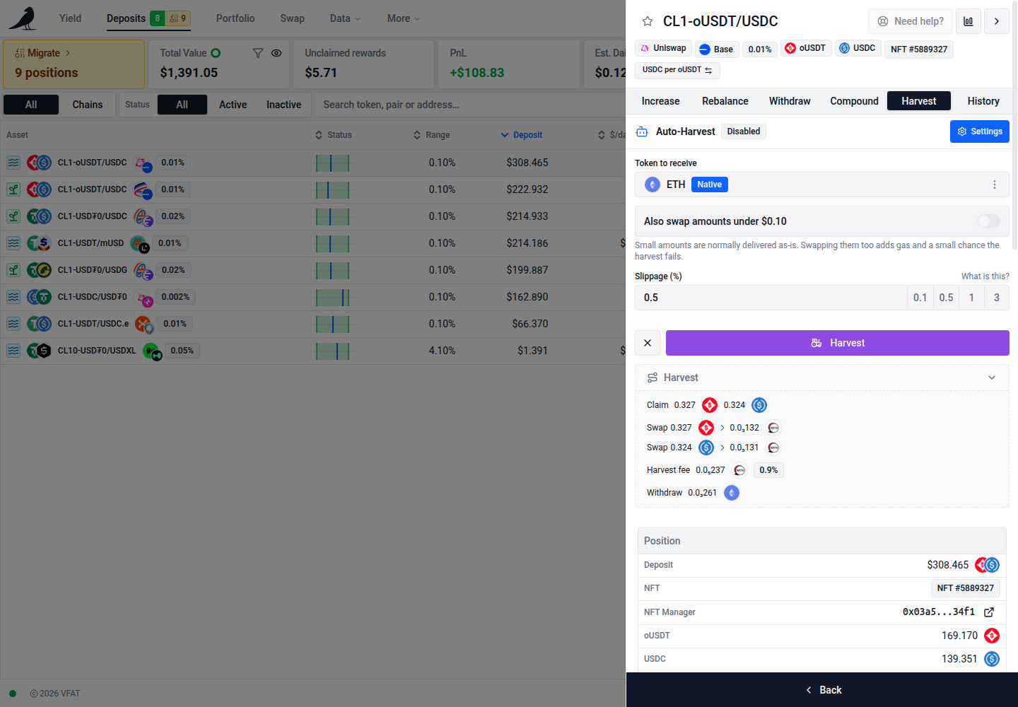 Harvest simulation below the submit buttons
