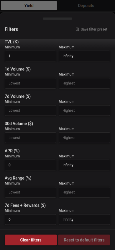 Average range percentage bounds on mobile