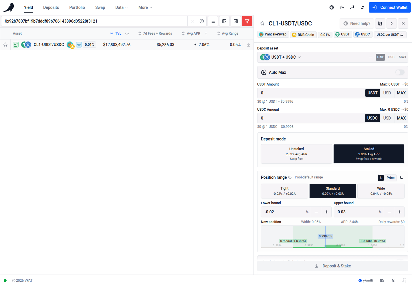 Combined selector with underlying token amounts