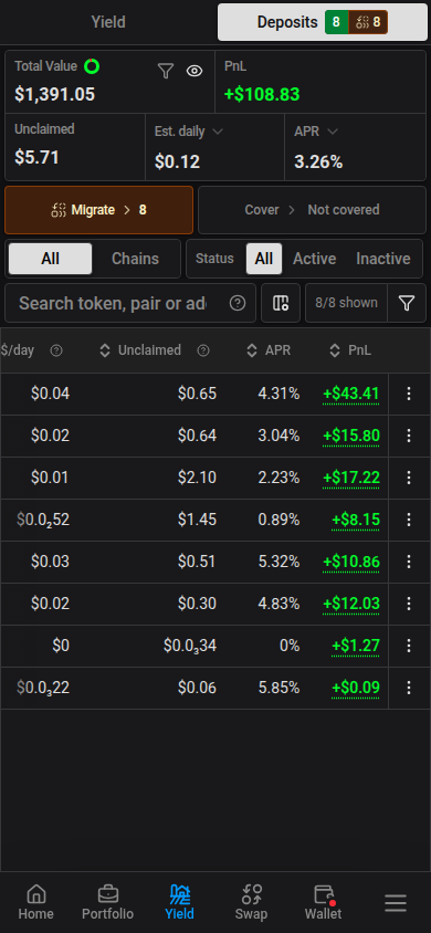 Deposit columns after scrolling sideways on mobile