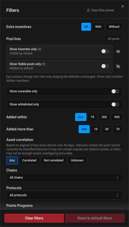 Per-group Show only switches and visibility controls in Filters