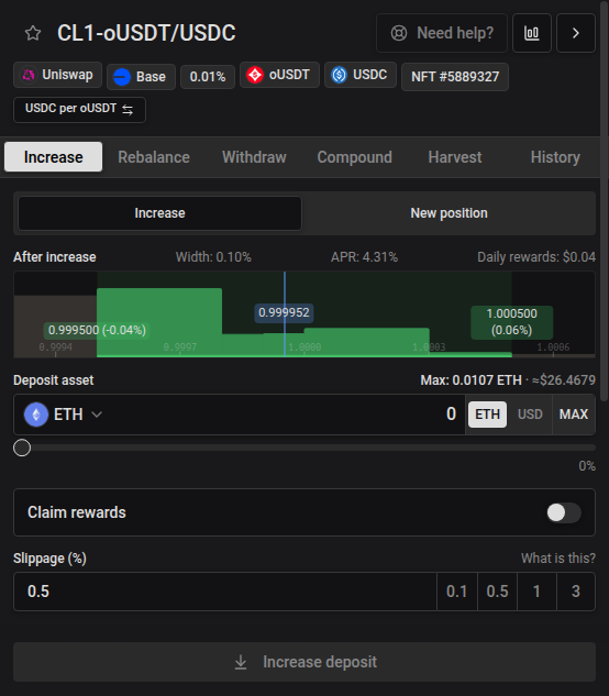 Increase selected by default in the position widget