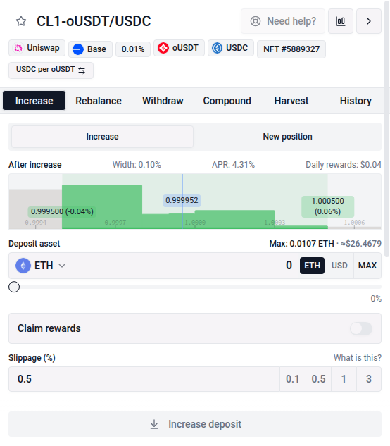Increase selected by default in the position widget