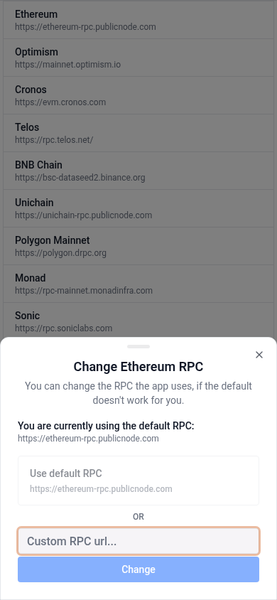 Custom RPC form in a mobile bottom drawer