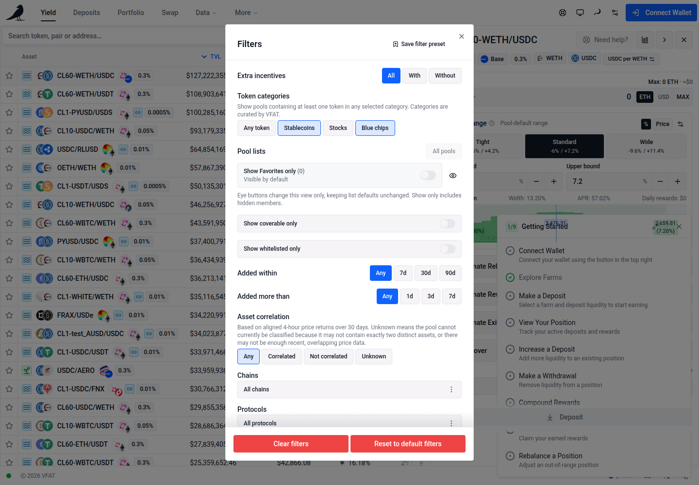 Token categories in the Yield filters